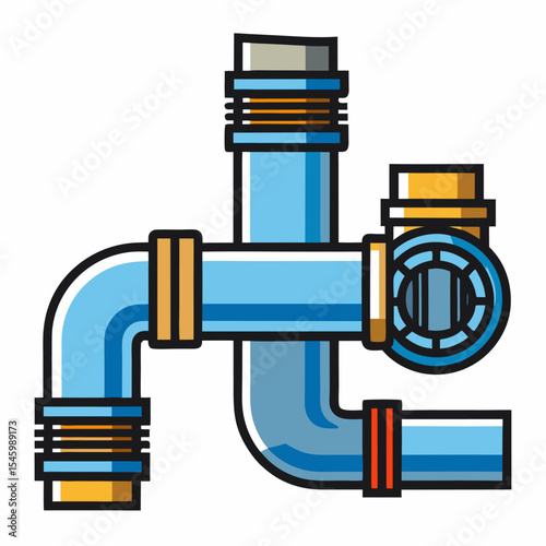 Detailed vector illustration of a pipe fitting with threads