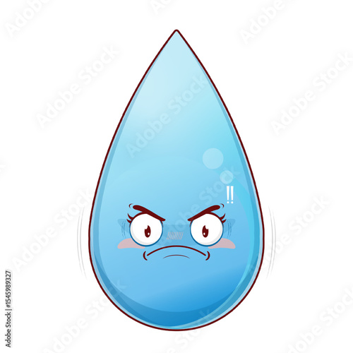 water drop angry face cartoon cute