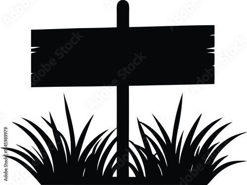 Wooden sign silhouette, Wooden Sign Board Silhouette Vector Design