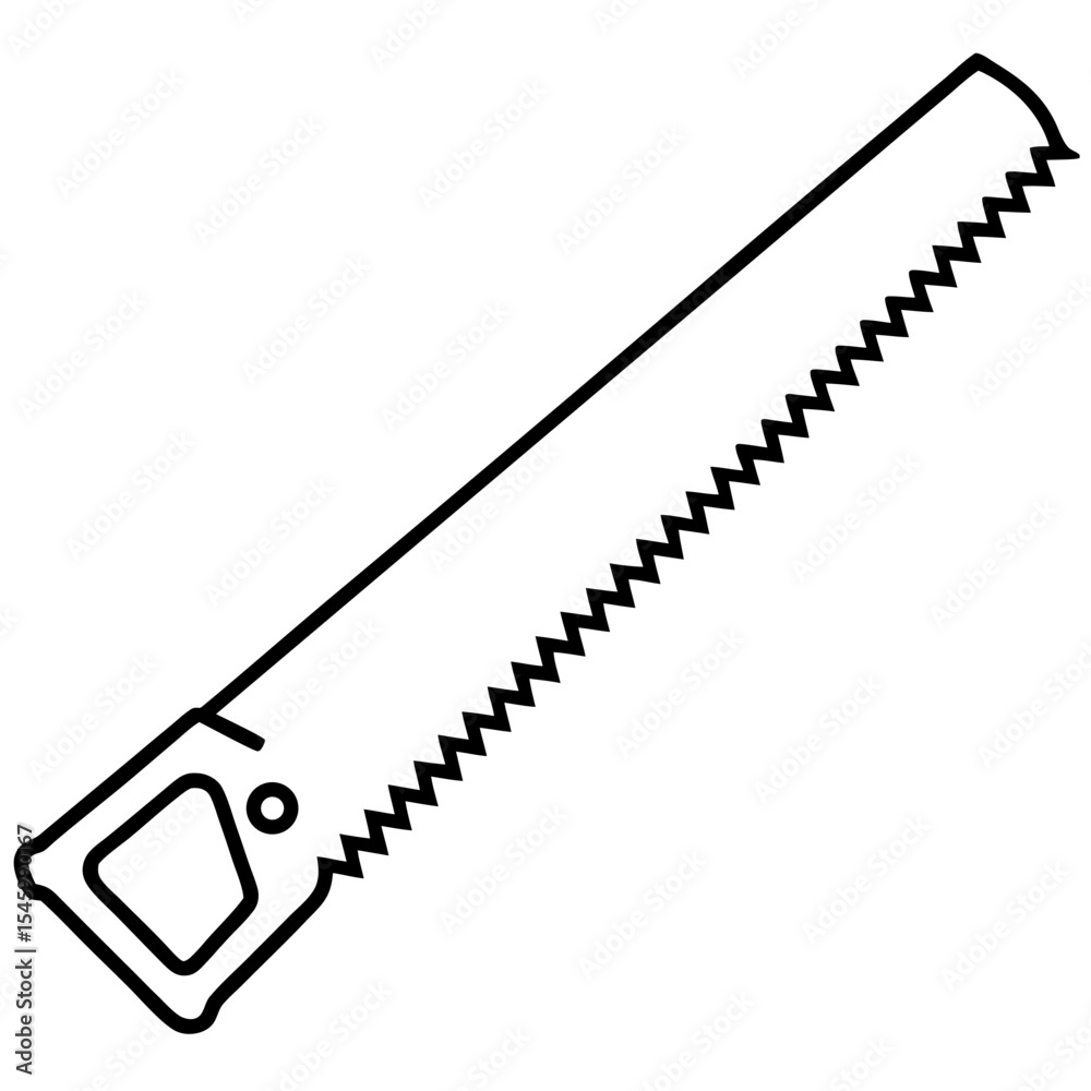 Fototapeta premium Simple hand saw with wooden handle vector illustration
