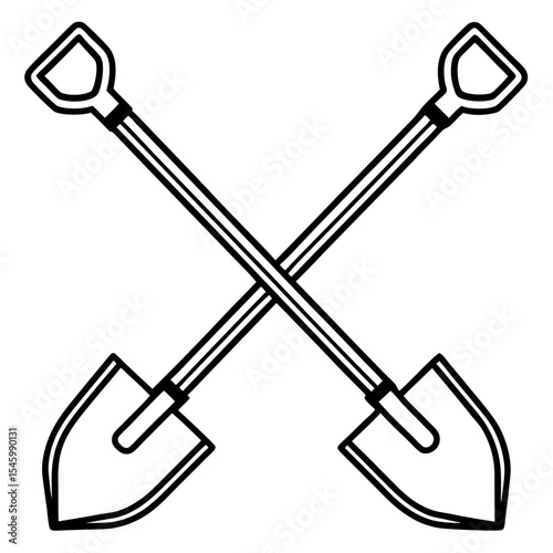 Crossed shovel and spade gardening tools icon