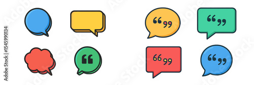 Colorful speech bubbles designed for communication and expression in digital media applications and graphics