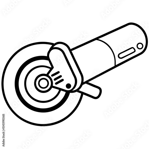 Outline illustration of an angle grinder with rotating disc