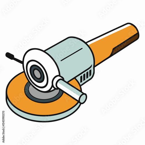 Outline illustration of an angle grinder with rotating disc