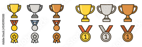 Various trophies and medals displayed in a neat arrangement for recognition of achievements