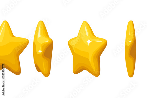Colorful yellow stars arranged in different orientations on a white background showcase vibrant and playful designs