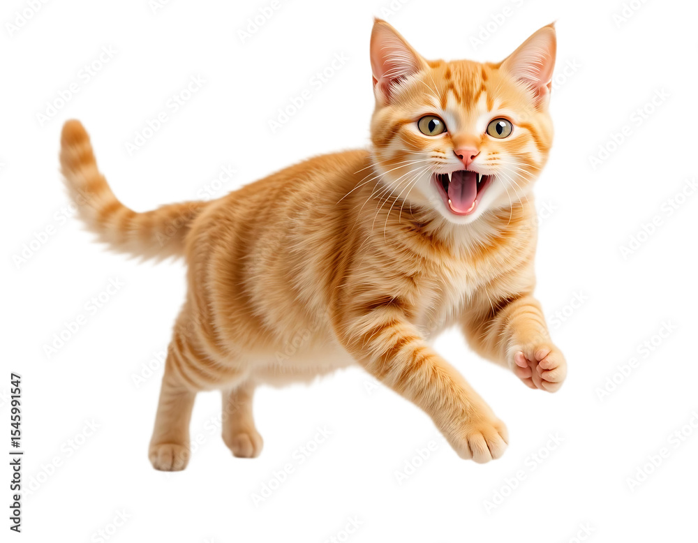 cat running and walking view from the side, isolated background. Generative AI cat running and walking view from the side, isolated background. Generative AI