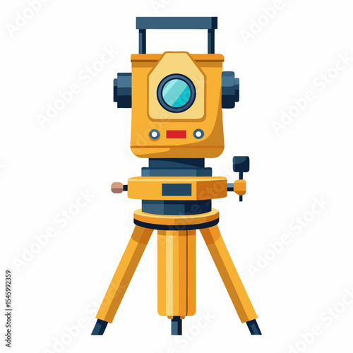 Precise vector illustration of a theodolite surveying instrument