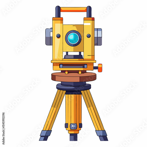 Precise vector illustration of a theodolite surveying instrument