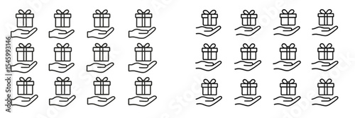 Stylish collection of gift icons in a hand design, perfect for festive occasions and digital projects