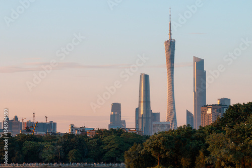 guangzhou skyline at sunset