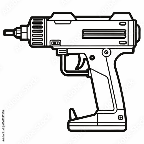 Outline illustration of a pneumatic nail gun