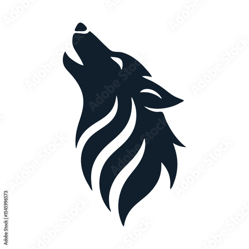 Minimalist logo of a howling wolf in side profile 