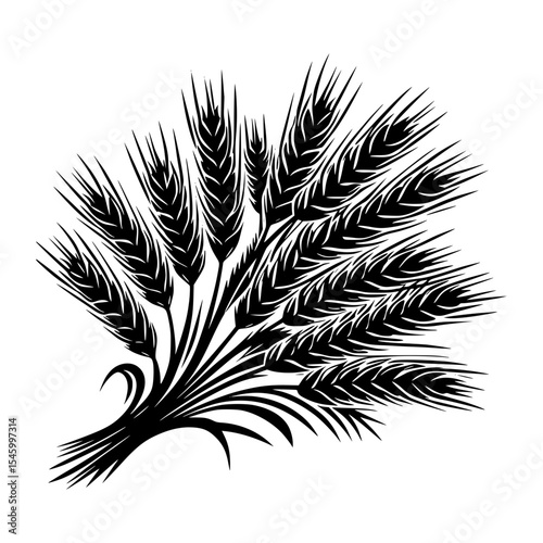 Black and white wheat sheaf illustration
