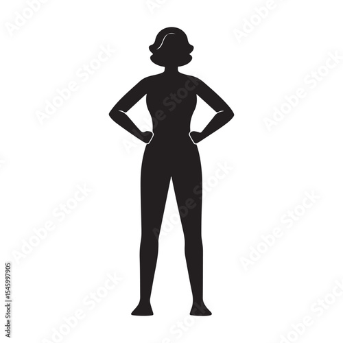 Black Silhouette Woman Hands on Hips Standing Female
