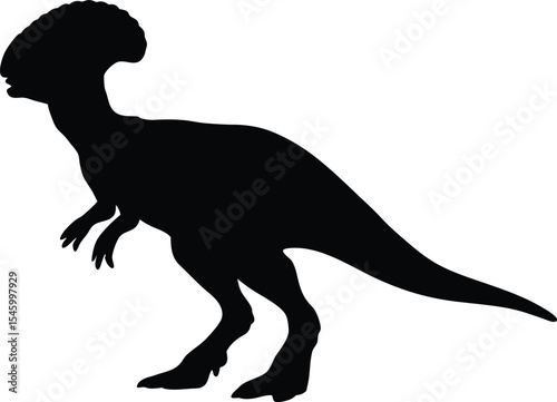 Domed Pachycephalosaurus Silhouette: A Distinctive Profile of the Head-Butting Dinosaur with its Thick Skull, Perfect for Depicting Ancient Resilience or Unique Anatomy on White.