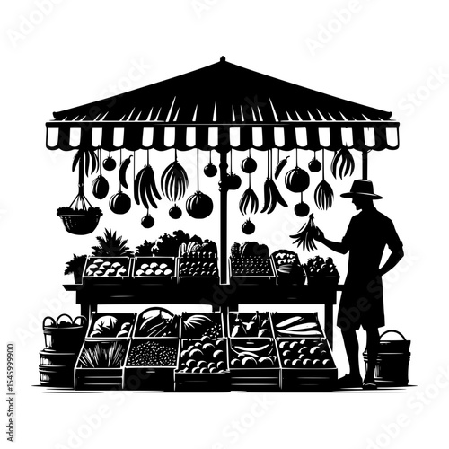 Farmer selling fresh produce at market stall