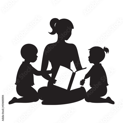 family silhouette vector