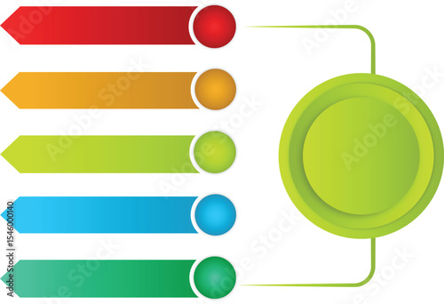Colorful arrow diagram showing data information and connecting to a central circle