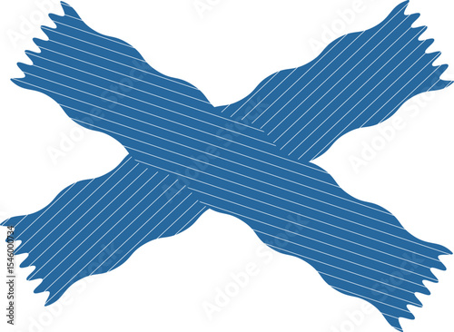 Blue taped cross with dark lined texture