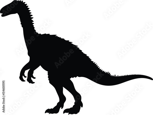 Agile Iguanodon Silhouette: A Dynamic Outline of the Thumb-Spiked Herbivore in a Bipedal Stance, Capturing Its Versatility and Ancient Grazing on White Background.