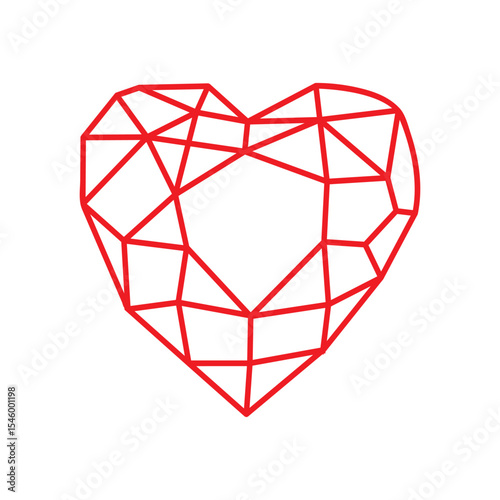 A red geometric heart icon. perfect for design and digital projects.