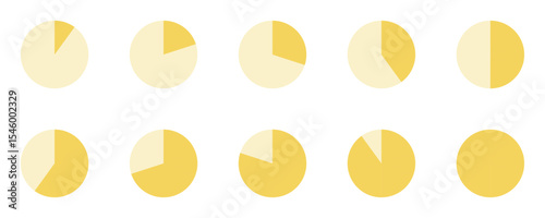 Infographic pie chart collection, pie chart icon isolated on transparent background