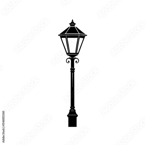 Classic Vintage Street Lamp Post Vector Illustration for Urban or City Designs