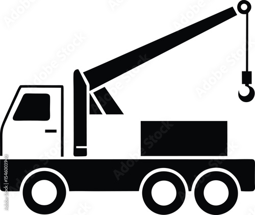  crane truck white silhouette construction machine