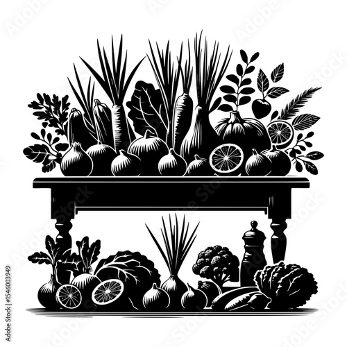 Abundant harvest of fresh fruits and vegetables