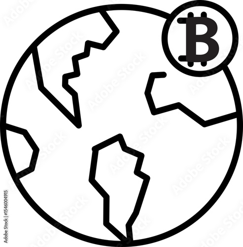 World map outline with digital currency symbol, representing global cryptocurrency adoption and financial technology innovation