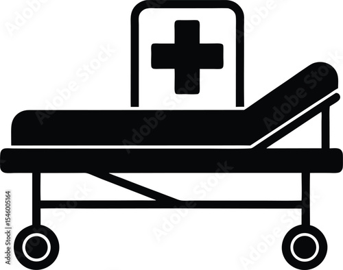 Emergency bed icon vector silhouette