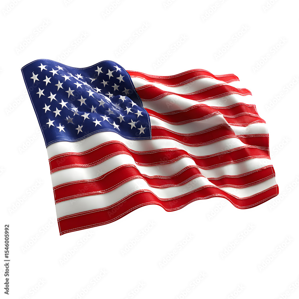 Fototapeta premium American flag. USA Independence day Yes. Isolated on White Background 