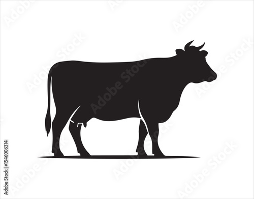 Cow Logo, Cattle Farm Vector, Simple Minimalist Silhouette Design Illustration, Symbol Template

