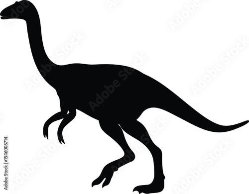 Graceful Lesothosaurus Silhouette: A Small, Nimble Outline of an Early Ornithischian, Ideal for Illustrating Triassic Diversity and Proto-Herbivores on a Clean White Canvas.