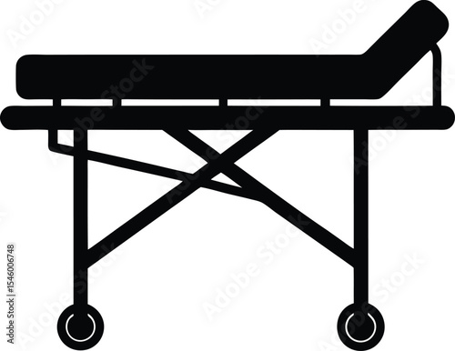 Hospital stretcher vector silhouette