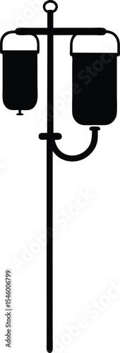 IV pole with bag vector silhouette