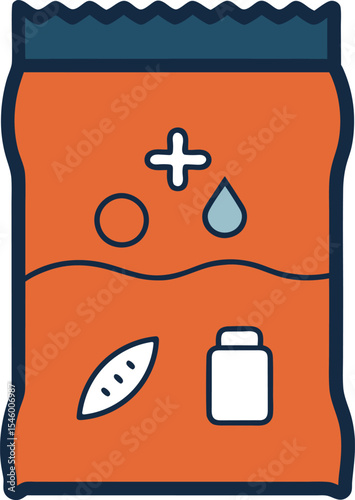survival food pack with simple icons 
