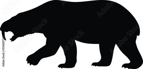 Robust Barylambda Silhouette: A Ground-Dwelling Mammal Outline with Thick Body, Ideal for Illustrating Paleocene Fauna and Early Megaherbivores on White Background.