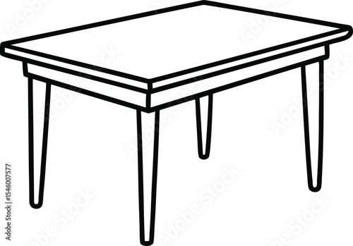 wooden dining table in outline style