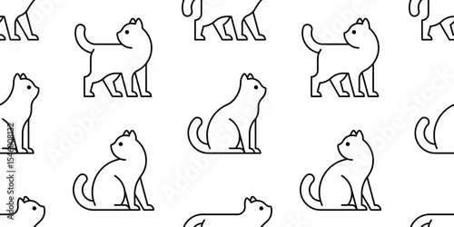 Seamless pattern with Cat logo. isolated on white background
