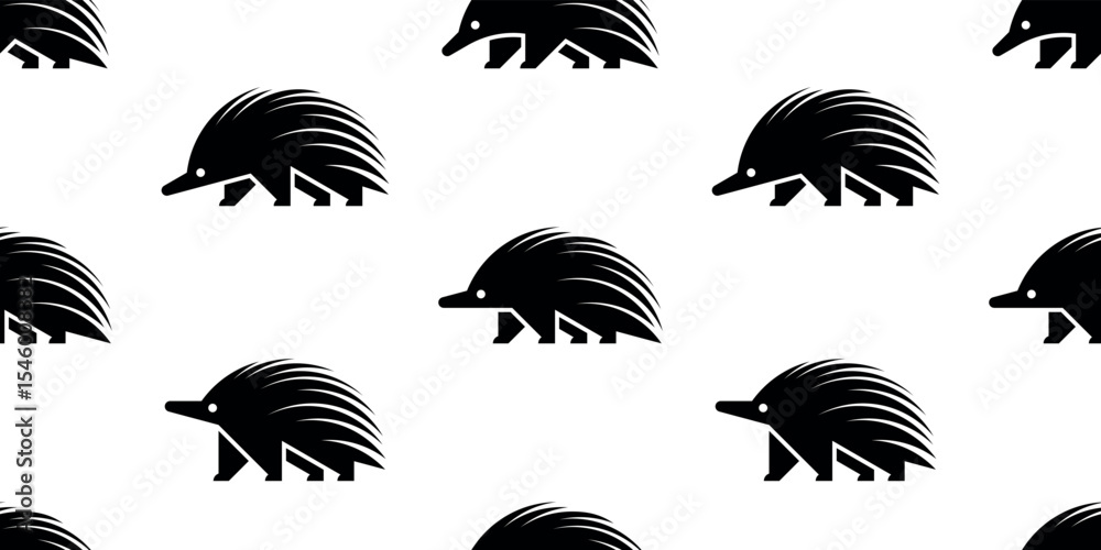 Fototapeta premium Seamless pattern with Echidna logo. isolated on white background 