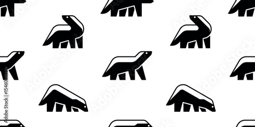 Seamless pattern with Honey Badger logo. isolated on white background

