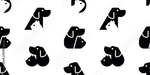 Seamless pattern with Dog and cat logo. isolated on white background
