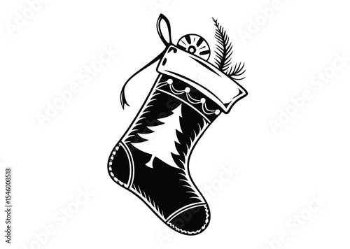 Christmas Black stockings vector illustration Art black icon vector 