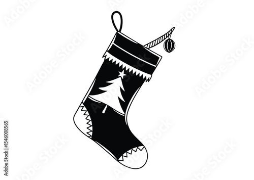 Christmas Black stockings vector illustration Art black icon vector 
