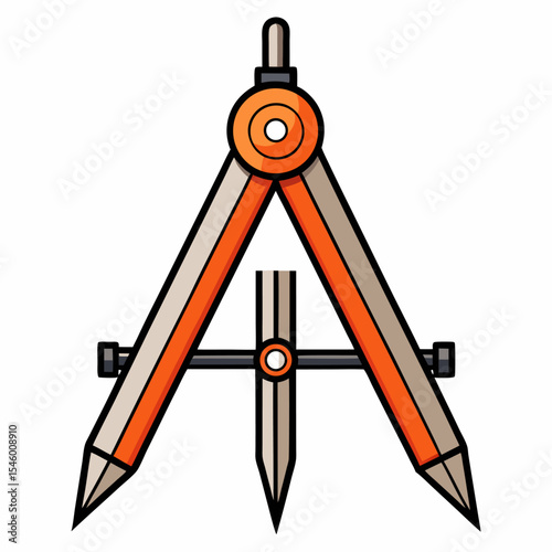 Vintage drawing compass geometric instrument for precise measurements and designs