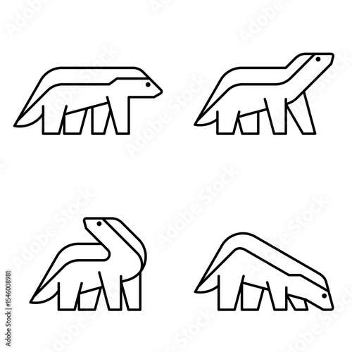 Set of Honey Badger logo. Icon design. Template elements
