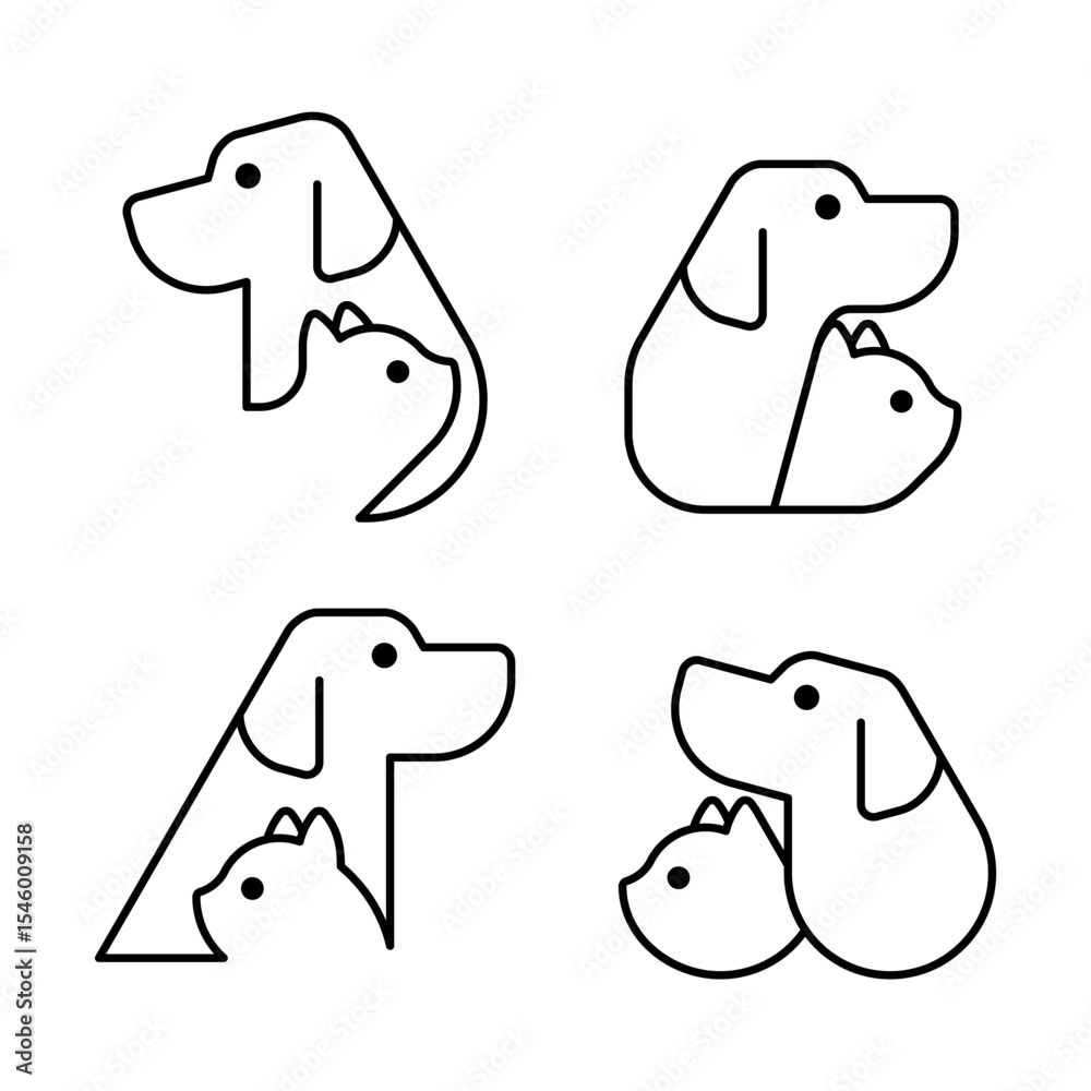 Fototapeta premium Set of Dog and cat logo. Icon design. Template elements 