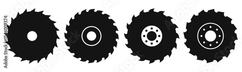 Circular saw blade vector icons set